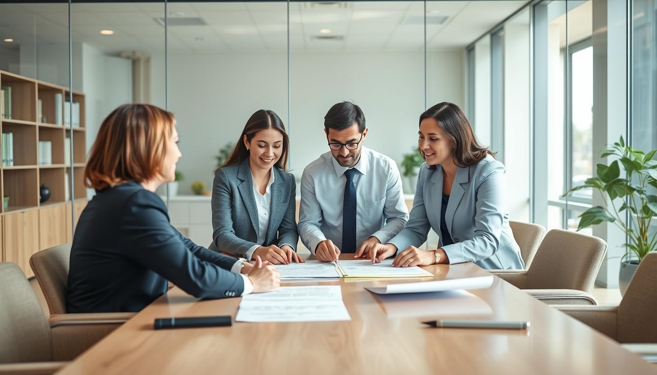 Family reviewing legal documents